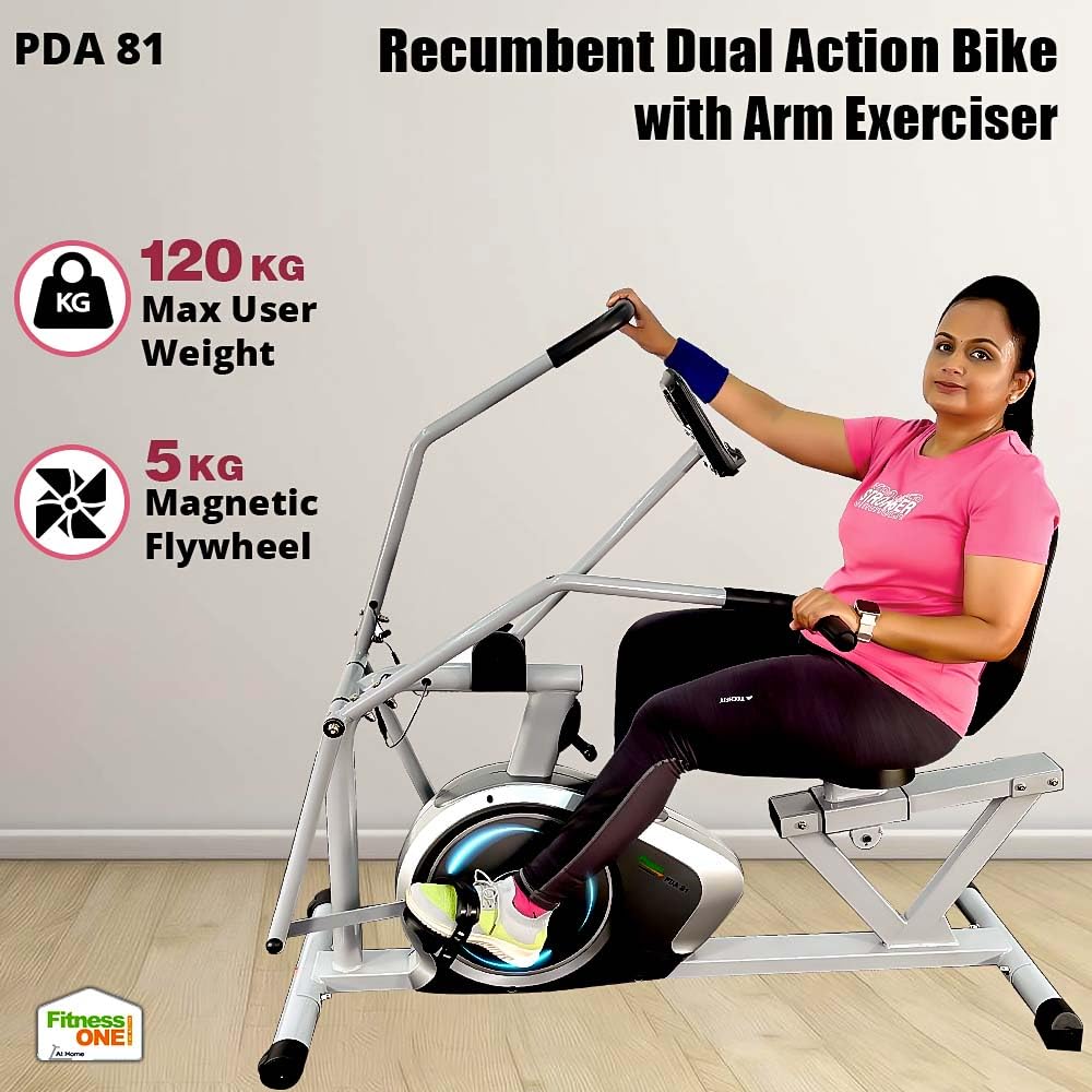 Propel FitnessOne PDA 81 Seated Recumbent Exercise Bike with Dual Action moving handle Arm Exerciser | Full-Body Workout for Adults & Seniors | 120 kg Capacity | 8-Level Magnetic Resistance | Adjustable Seat | 1