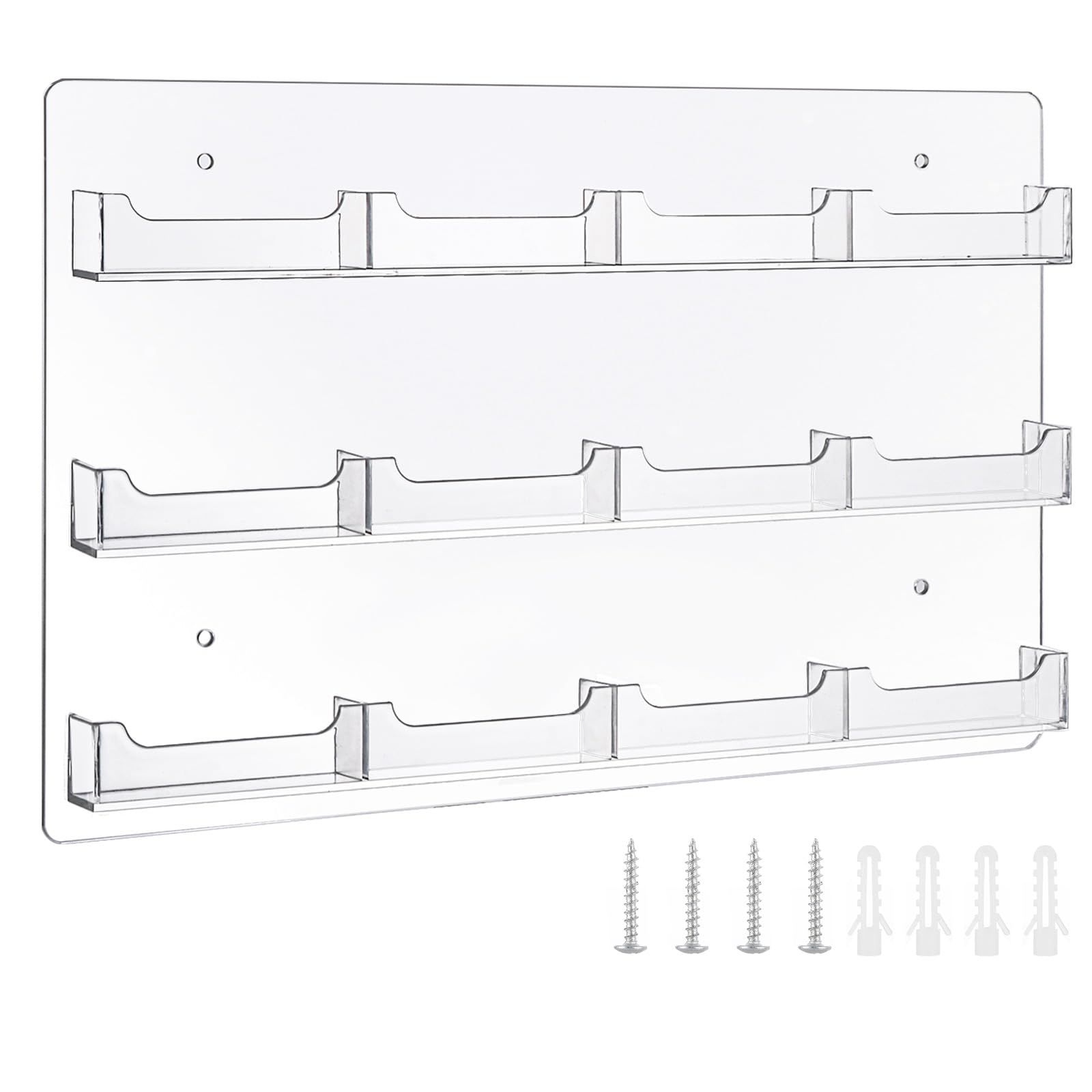 WENLISELL 12 Pockets Acrylic Business Card Holder Wall Mount, Clear Business Card Display for Wall, Office, School