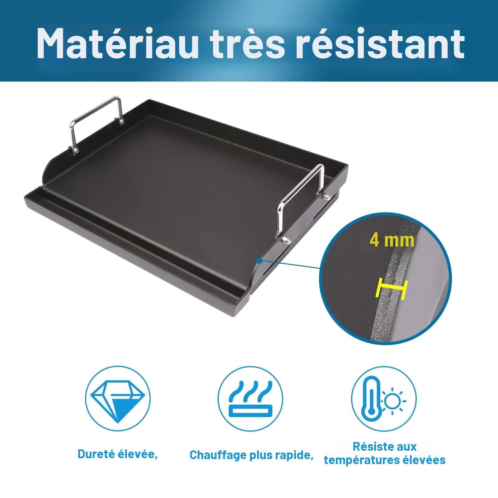 GFTIME Plaque de cuisson universelle 43 x 33 cm antiadhésif pour barbecue gaz charbon électrique