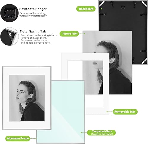 Vista 120 de Golden State Art - Portarretratos de aluminio de 18 x 24 pulgadas - con paspartú para fotos de 16 x 20 pulgadas o sin paspartú para póster de 18 x