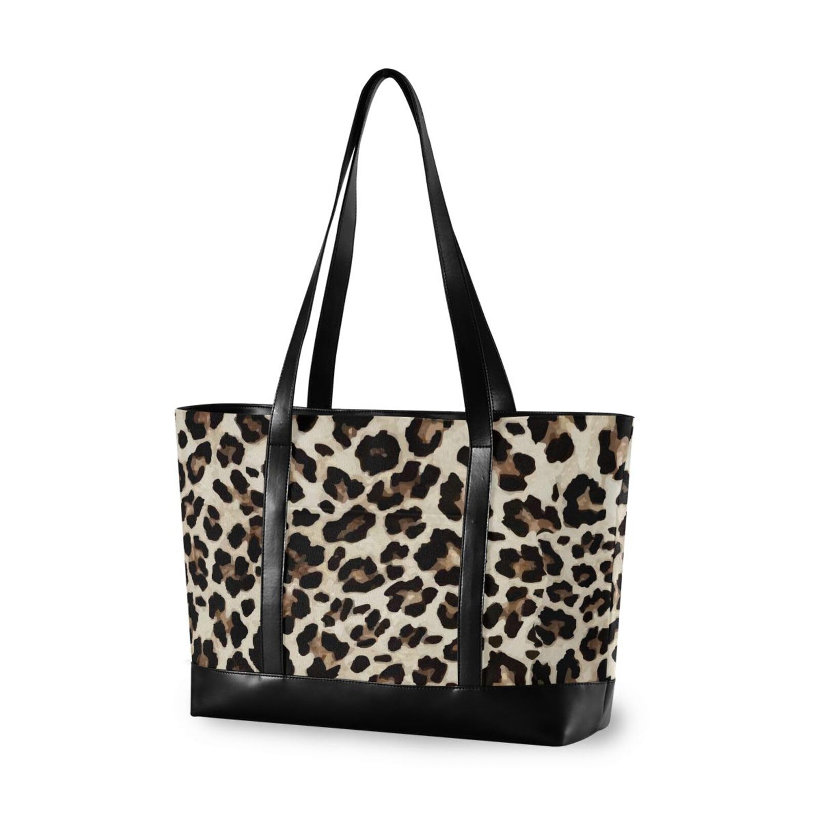 Damen-Handtasche, Gelb Leoparden-Tier-Gepardenmuster, Leinen-Laptop-Tragetasche, Rei?verschluss, Umh?ngetasche, Einkaufstasche, 39,6 cm