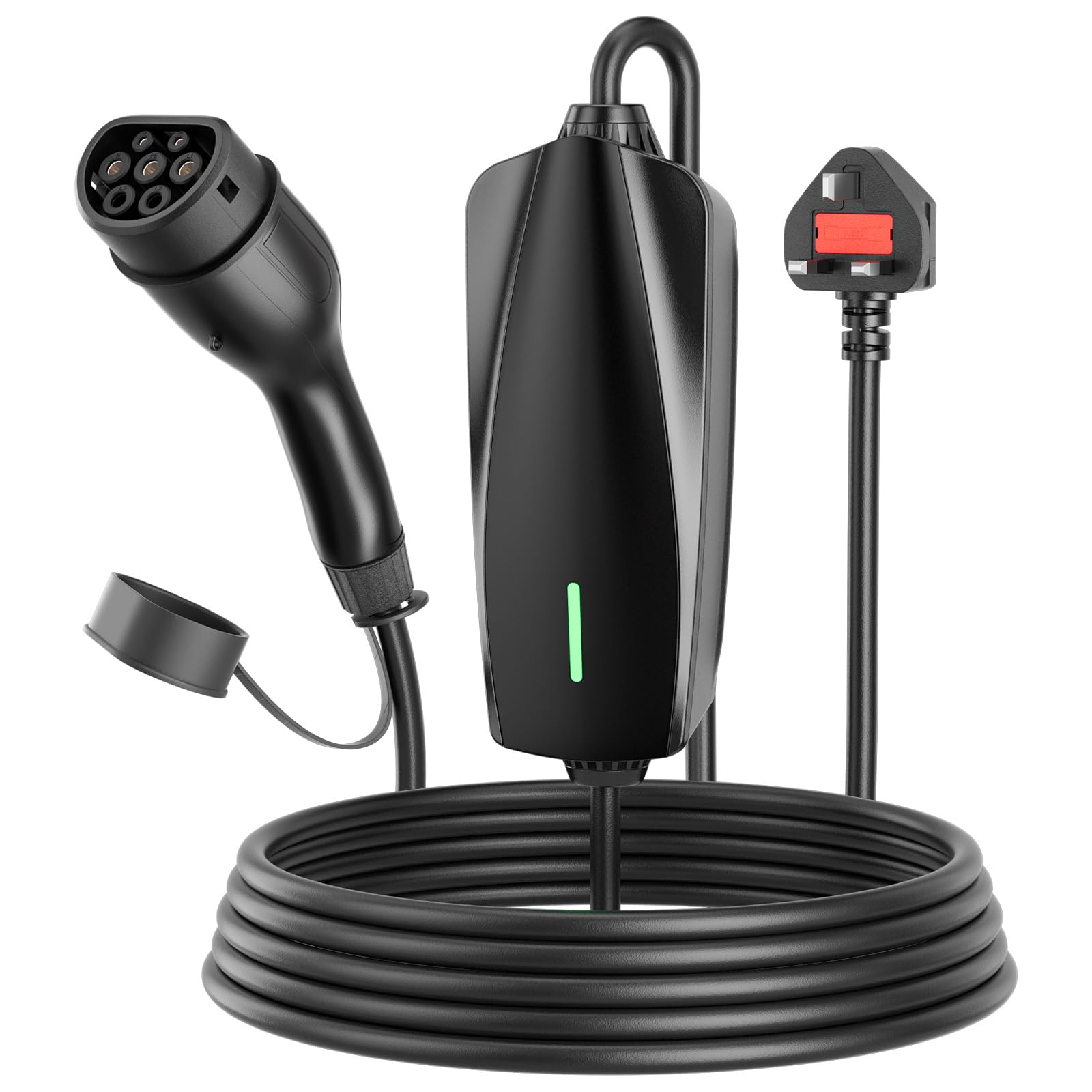 EvjuicionEV Charger Cable Type 2 To 3 Pin Plug 6M,13A,3.3KW,Electric Car Charger IP67,Plug and Play,Includes Charger Cover,Manual,Portable Storage Bag,for EV & PHEV,Black