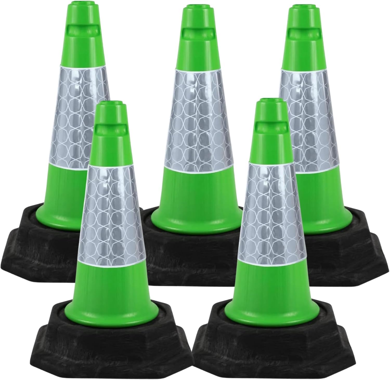 Street Solutions UK - 5 x 460mm Tall Traffic Cones Reflective Sleeve For Indoor And Outdoor Usage, Self Weighted Cones Are Manufactured In The UK Green