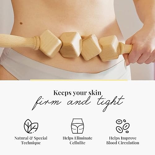 Miniatura 7 de Tuuli Masaje Anti Celulitis Masajeador 0.8 x 15.7 in Rodillo con Mango Maderotherapy Madera