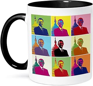 3dRose President Barack Obama Pop Art (Multi Mug, 11 oz, Black