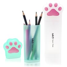 Benvo Cat Paw Pencil Holder Plastic Kitten Pencil Case Storage Organizer for Pencils Pens Rulers, Office Portable Desk Accessories White/Mint Green, Pack of 2
