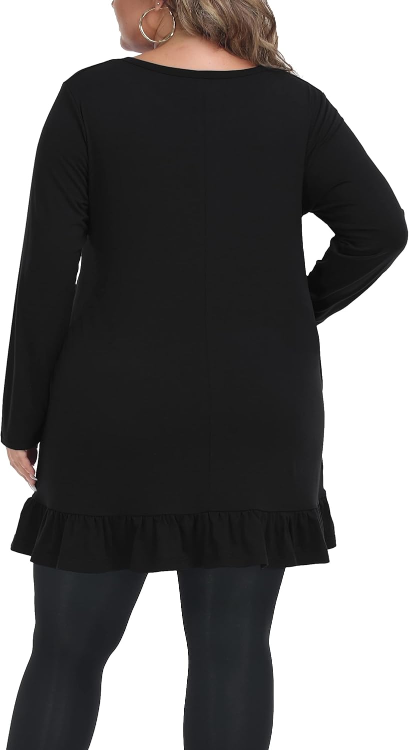 Shiaili Long Plus Size Tunic Tops for Women Ruffle Hem Shirts for leggings - Image 5