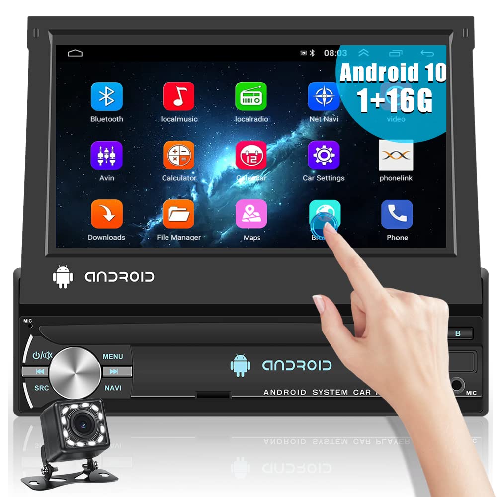 Buy Podofo Android 1 DIN Car Radio, 7 Inch Retractable Touchscreen Car