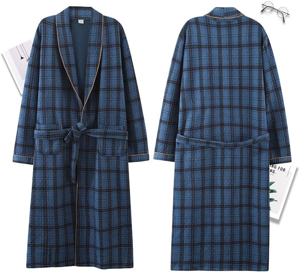 Bathrobes Cotton Shower Pajamas Nightgown Robes Men's Quilted Long L-XXXL