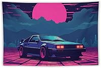Vista 10 de josnmre Retrowave Jdm Classic Car Retro Cyberpunk Tapestry Wall Hanging for Bedroom Aesthetic Art Home Decor Dorm Classroom Living Room Tapestries
