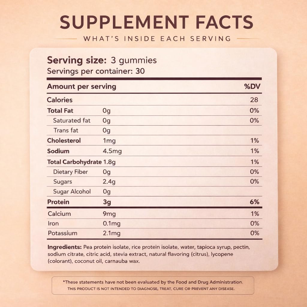 Zelvi Plant-Based Protein Gummies – 3g Per Serving, 90 Gummies, Protein Powder Alternative, Protein Supplement – No Artificial Colors, Naturally Sweetened, Dairy-Free, Gluten-Free (Citrus)