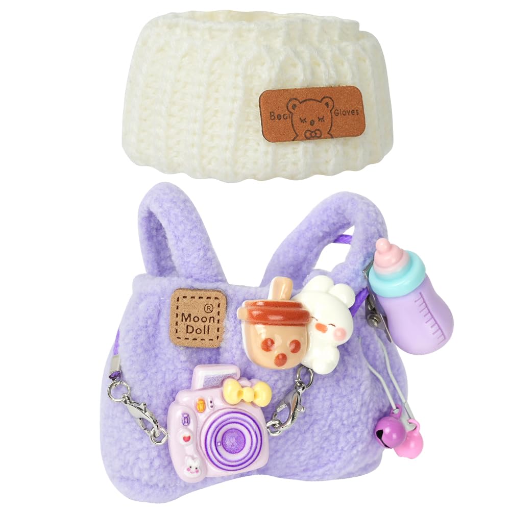 AOOTE Stylish Doll Clothes, 3 Pcs Dolls Clothes Set, Plush Dolle Cloth for 17cm Dolls, Set Include 1 Dungarees, 1 Wool Hat