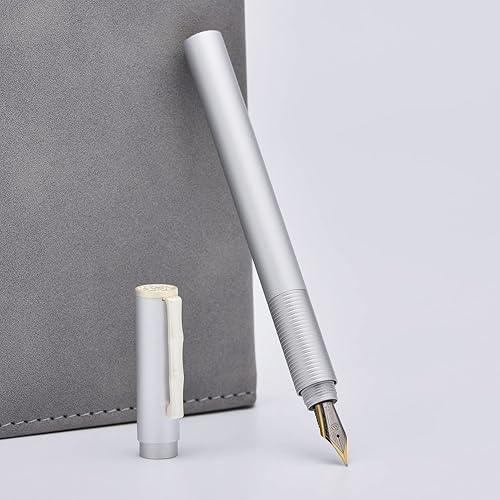 Vista 74 de Hongdian - Pluma estilográfica de bosque azul oscuro, punta extrafina, 0.015 in, hermosa textura de árbol, excelente pluma de escritura de metal