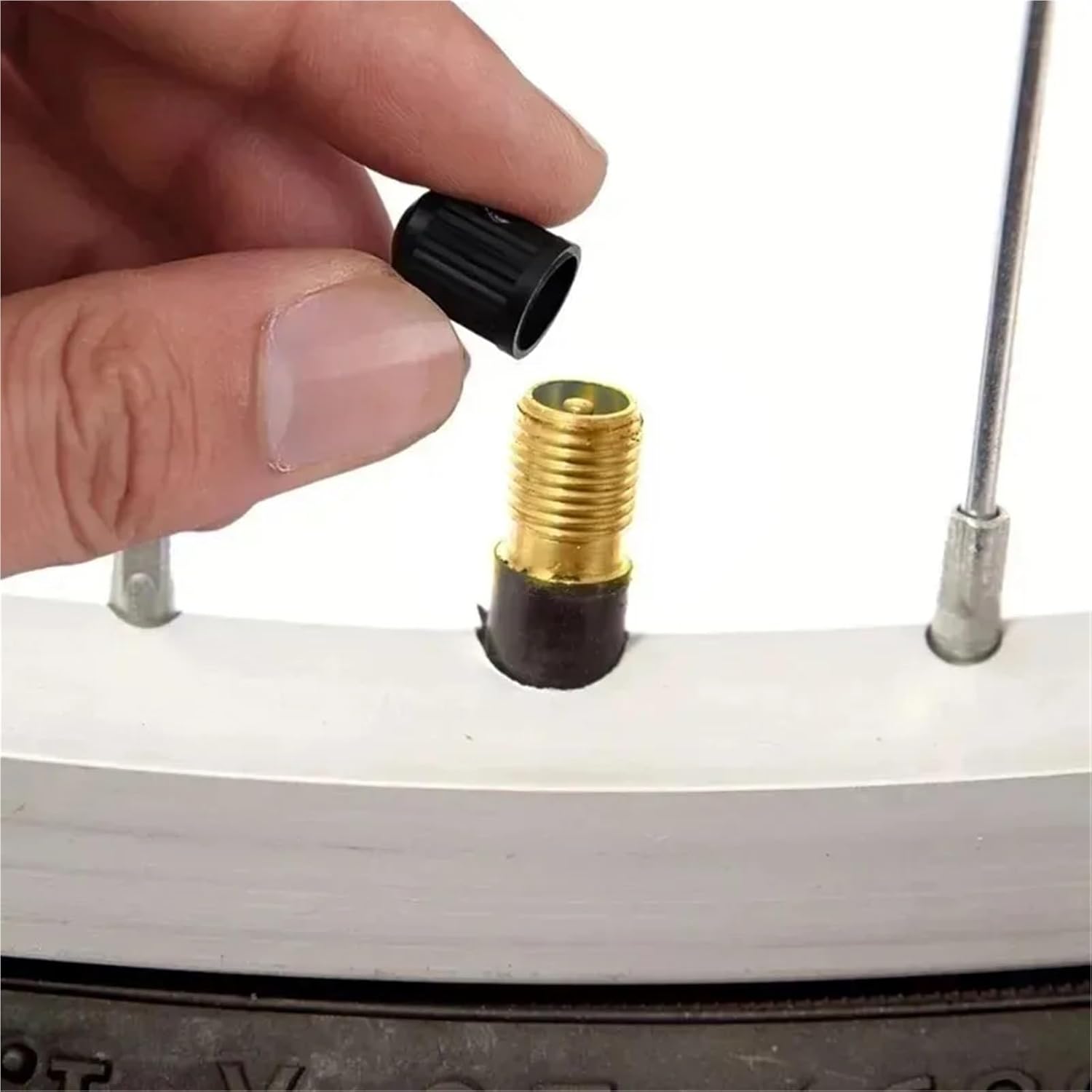 Tire Valve Stems 80Pcs TR414 Car Wheel Tyre Tubeless Tire Tyre Valve Black Rubber Snap-in Stems Dust Caps Biycycle Wheels Tires Parts Accessories(20pcs)