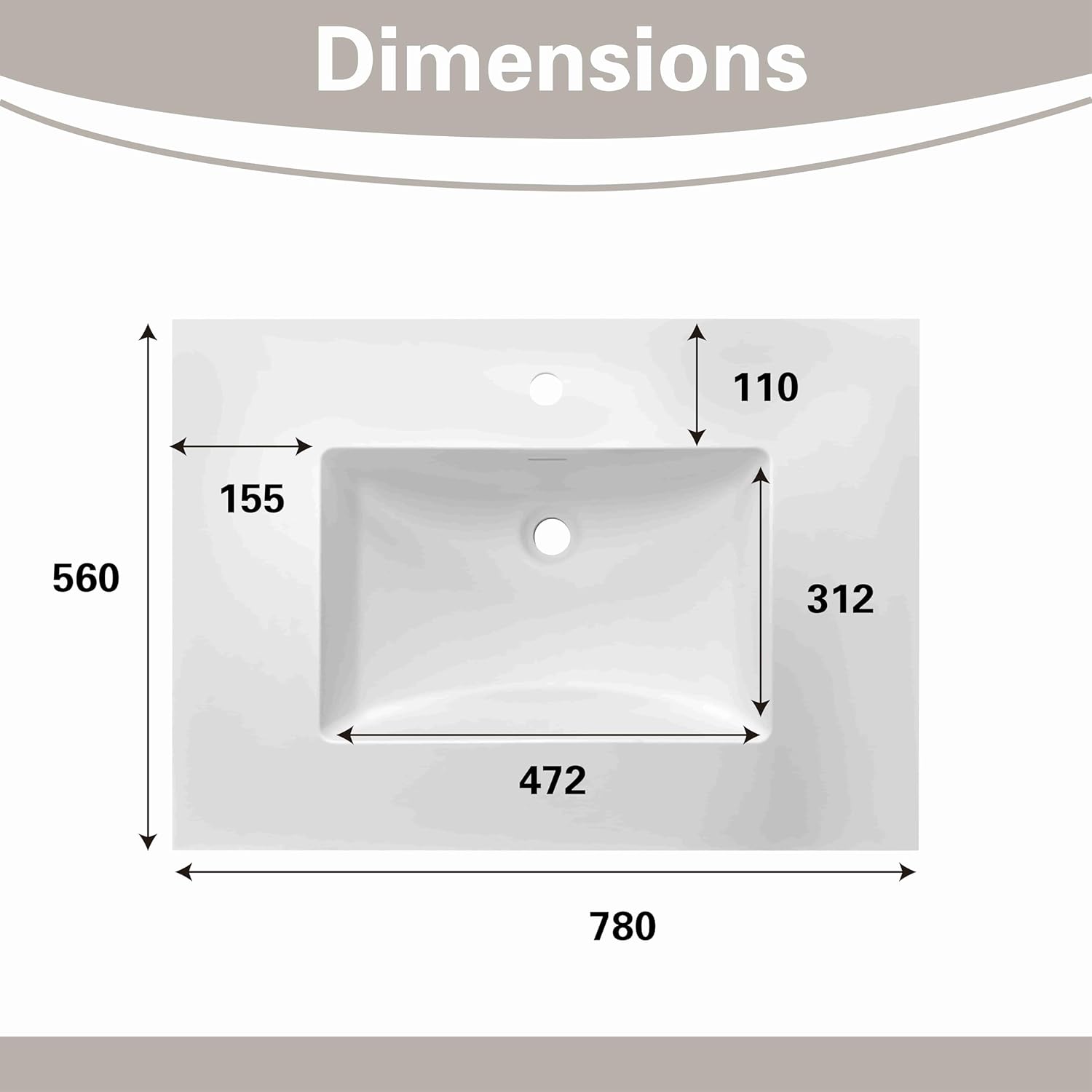 24" White Shaker Bathroom Vanity with Sink – Solid Surface One-Piece Top, Soft-Close Doors, Polyurethane Nano Resin Sink, Pre-Drilled Faucet Hole, Modern Bath Vanity Cabinet Set