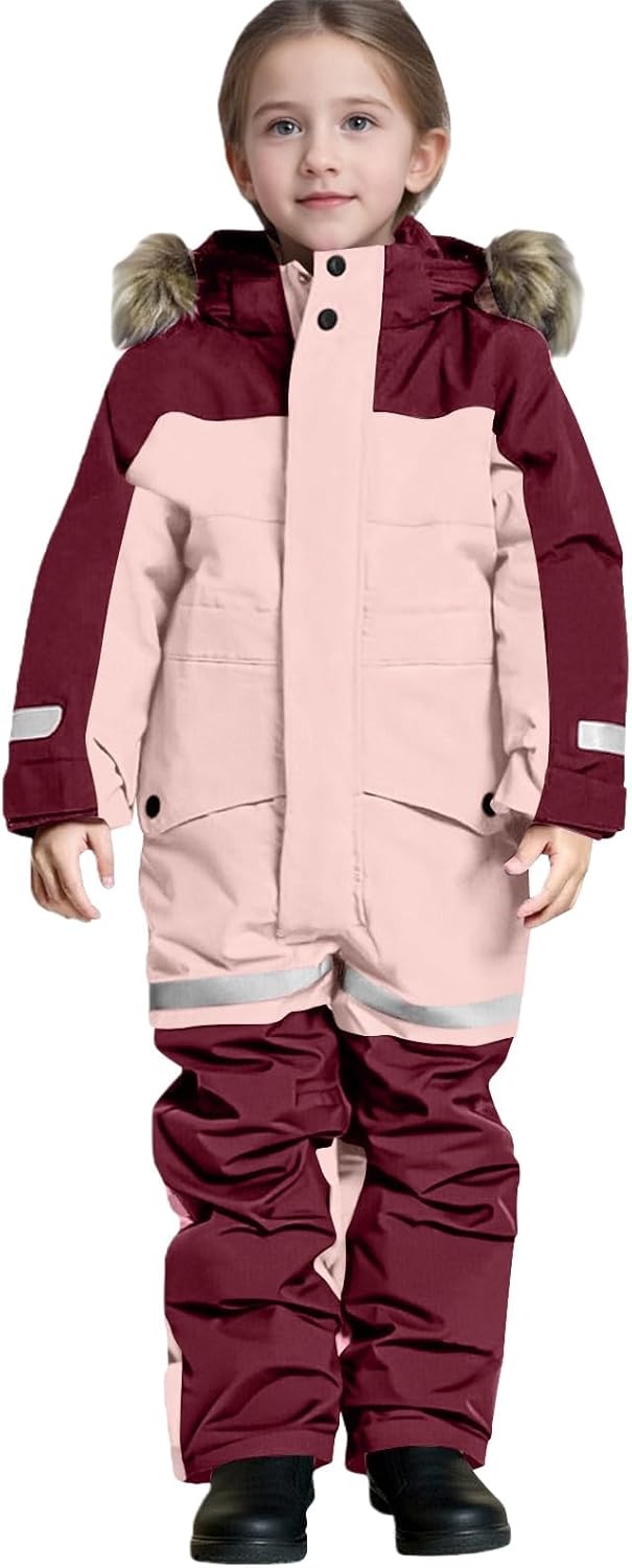 Snow Suit for Kids Waterproof Insulated Snowsuit One Piece Ski Suits Boys Girls Overalls Heavyweight Windbreak Warm Jumpsuit