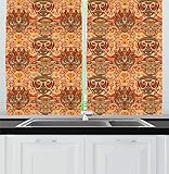 Ambesonne African Kitchen Curtains, Motif with Pattern Design, Window Drapes 2 Panel Set for Kitchen...