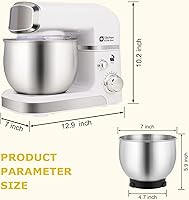 Vista 41 de Kitchen in the box Batidora de pie, pequeña, eléctrica, alimentos, 3.2 cuartos de galón, 6 velocidades, ligera y portátil, uso diario, batidor