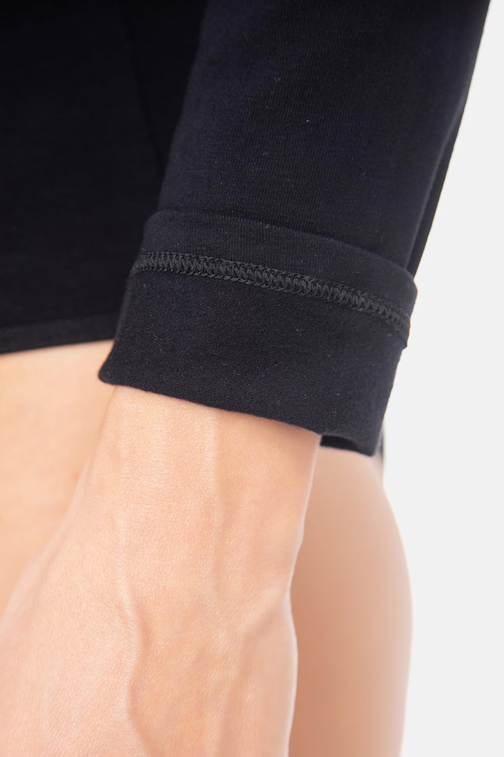 Evoni T-shirt thermique à manches longues - T-shirt d'hiver doublé en coton et élasthanne - Chaud, doux et élastique - Basic moulant pour l'automne et l'hiver