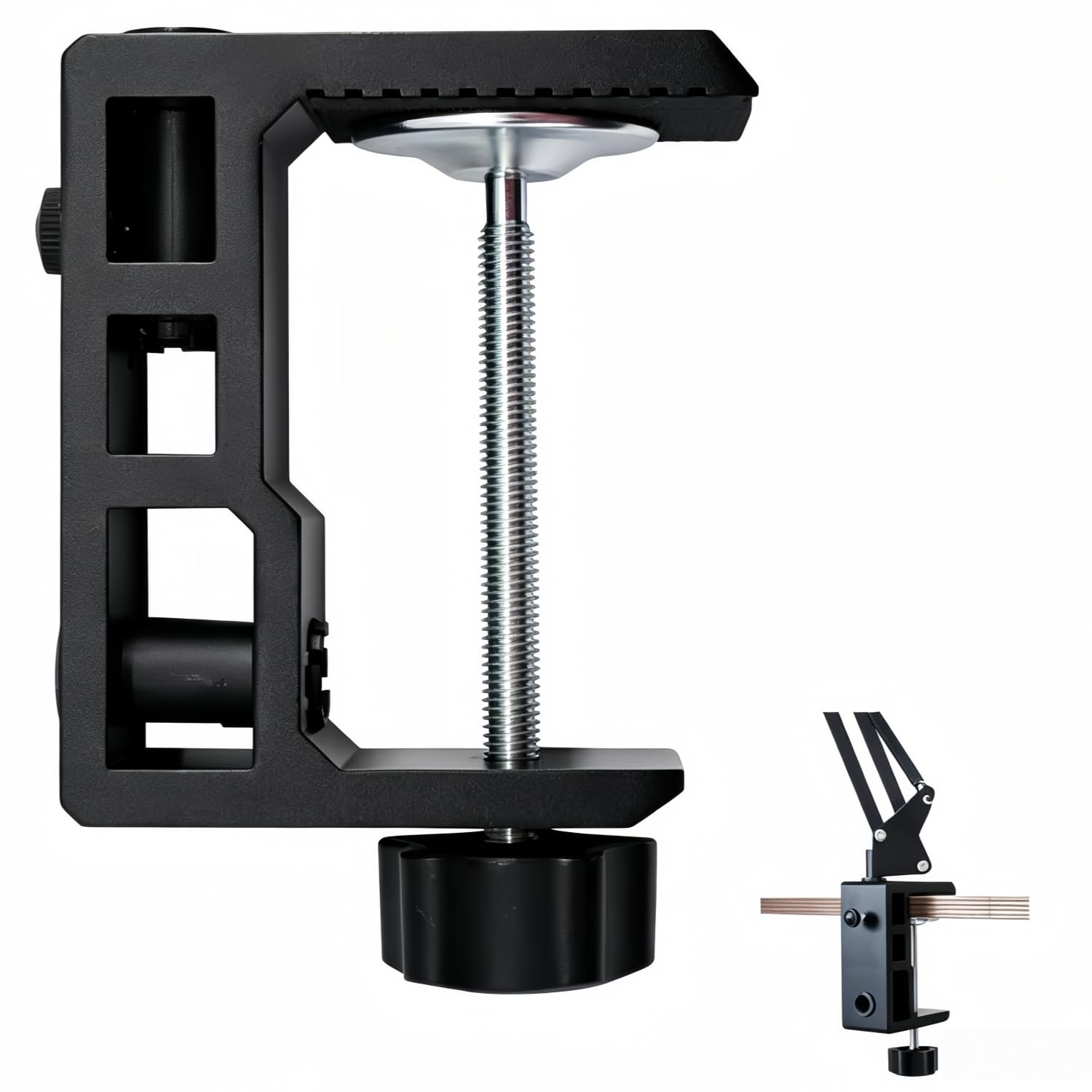 Replacement Heavy Duty C Clamp for 1/2” and 5/8” Hole Base Magnifying Lamp,Desk Lamp,Swing Arm Lamp,Phone I pad Mount,Tablet Mic Holder,Table Mount Clamp for Microphone Stand Mic Boom Arm (G2 BLACK)