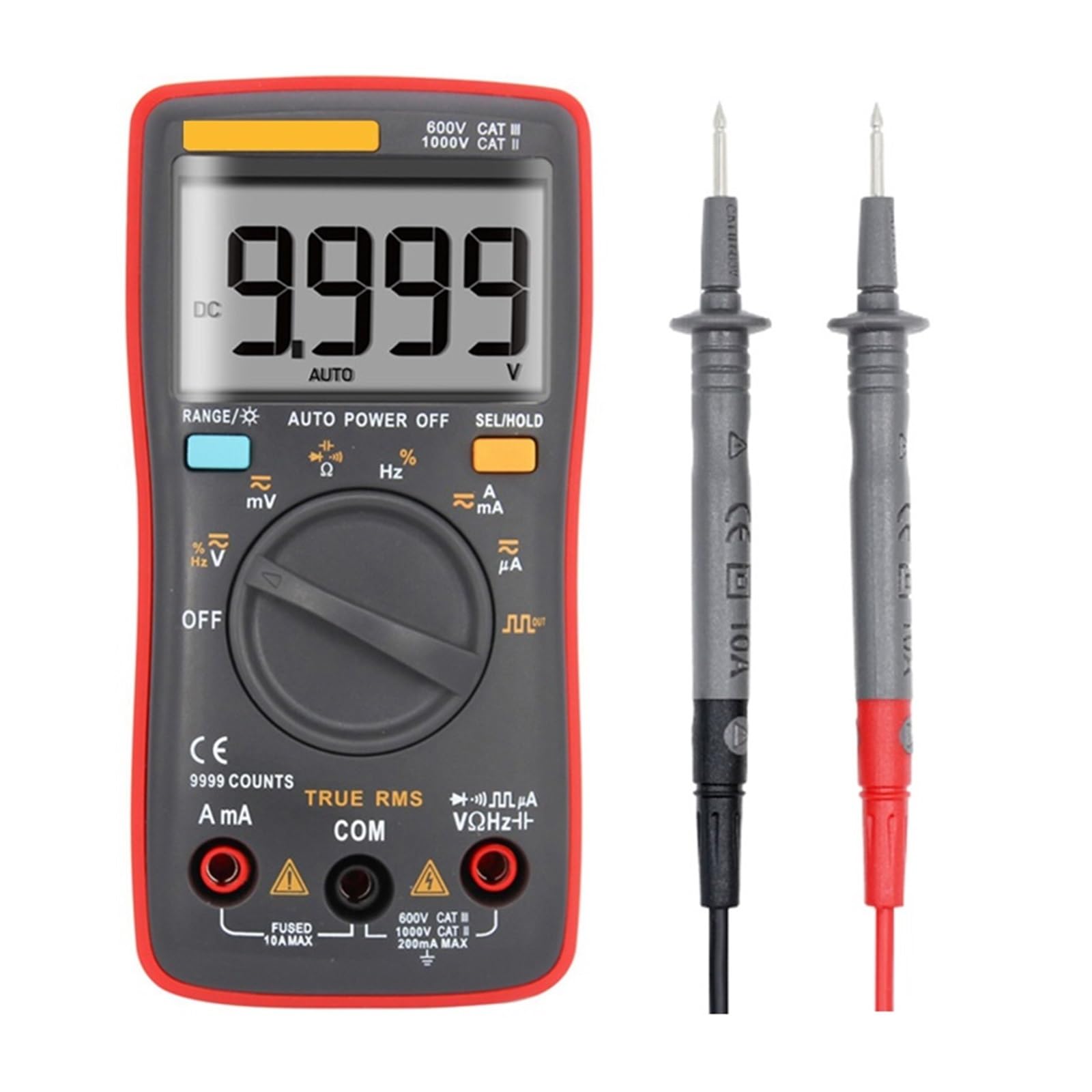 Cyfrowy Multimetr 6000 Zlicza Auto Back Light Woltomierz AC/DC Tester Próbnik Elektroniczny Częstotliwość Dioda Temperatura Szybko Dokładnie Łatwy Odczyt(RM109)