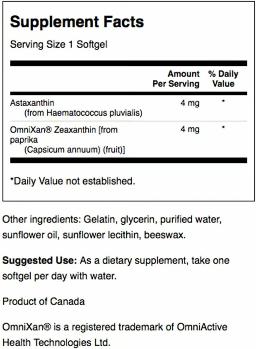 Swanson Astaxanthin & Zeaxanthin Eye Vision Brain Skin Health Antioxidant Support Supplement (Astaxanthin 4 mg & OmniXan Zeaxanthin 4 mg) 60 Softgels Sgels (3 Pack) - Image 2