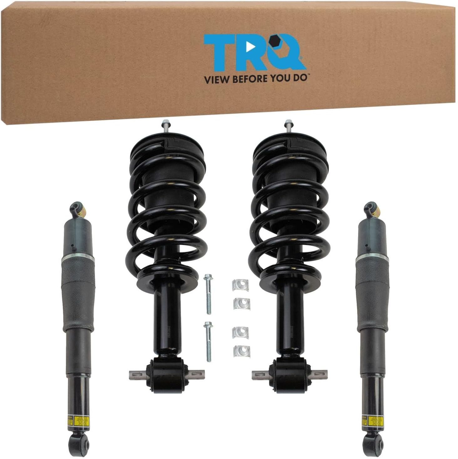 TRQ Front Rear Loaded Shock Strut Spring Assembly LH Driver RH Passenger Side Pair 4pc Set for Chevy GMC Suburban Tahoe Yukon Z95 MagneRide MRC