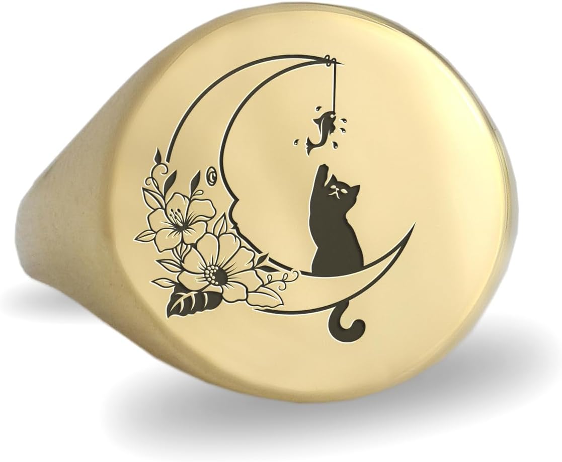 Bold Cat Statement Ring - Animal Lover's Jewelry - Cute Engraved Design