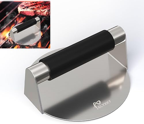 ELYXKY Smash Burger Press, 5.5 Inch 304 Stainless Steel Patty Maker with Handle - Dishwasher Safe for Easy Cleaning, for Smash Burgers, Sausage & Homemade Patties
