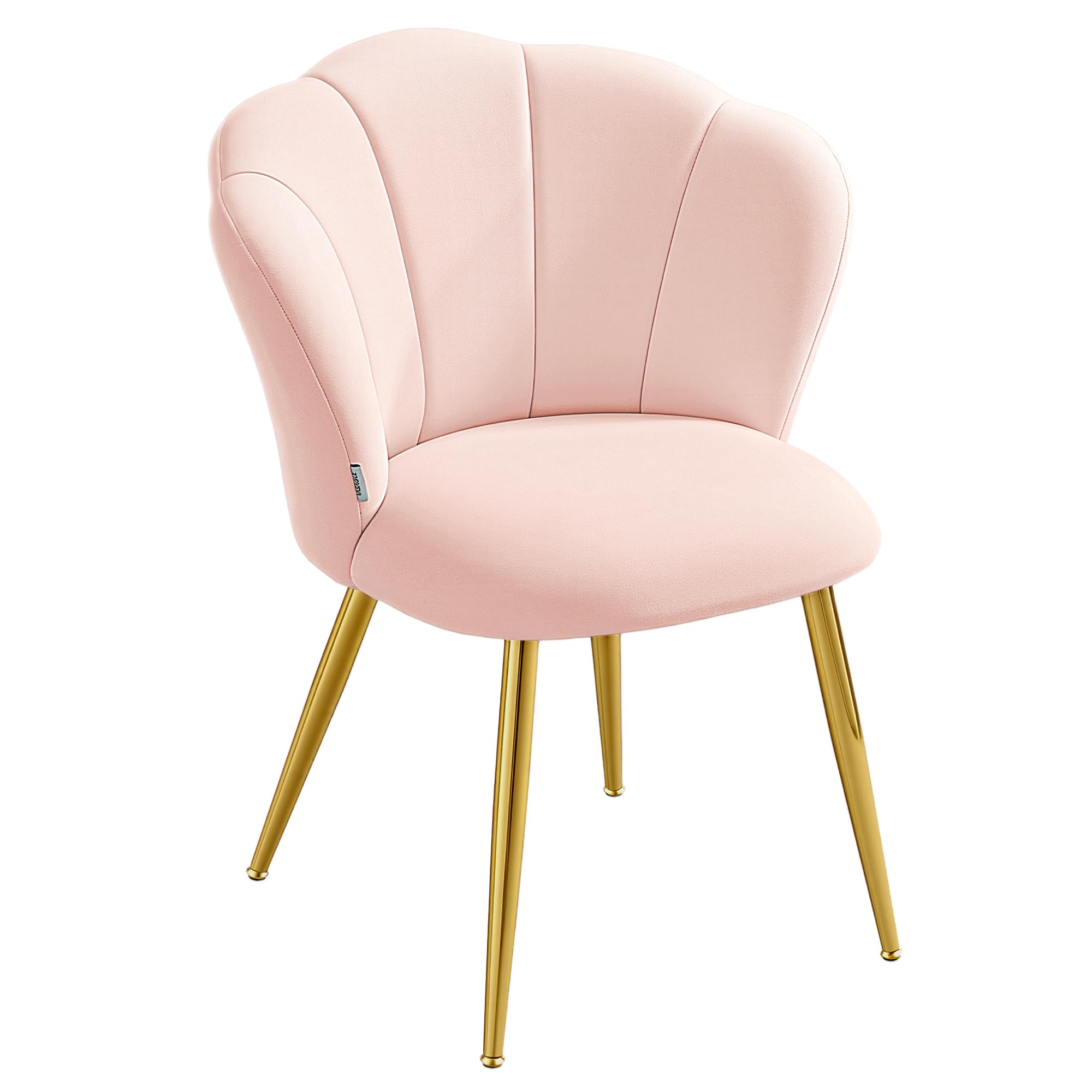 VASAGLE Dining Chair, Petal Shaped Backrest, Upholstered Velvet Vanity Chair, Loads 150 kg, Steel Legs, for Kitchen, Living Room, Bedroom, Jelly Pink KDC099S101