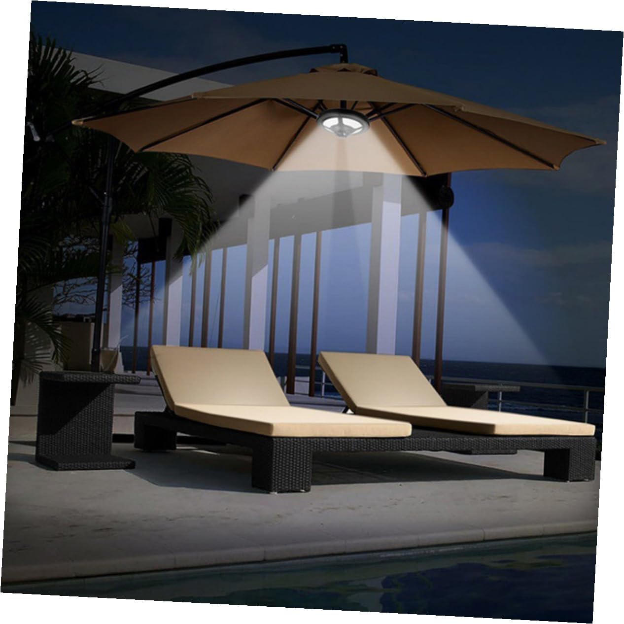 NUOBESTY Multifunctional LED Camping Lamp Battery-Powered Outdoor Umbrella Light Energy-Saving Night Lighting Simple Installation for Garden Patio Use