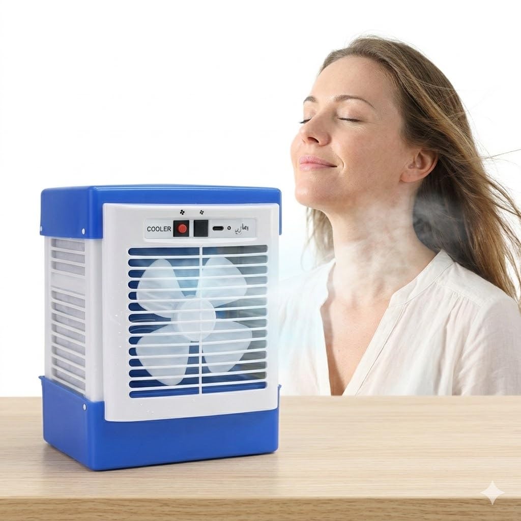 (10 Years Assured Warranty) Portable Mini Air Cooler Rechargeable Cooling with Powerful Airflow Energy Saving Motor Compact Design Dual Speed Modes USB Powered for Home Office-picture-30