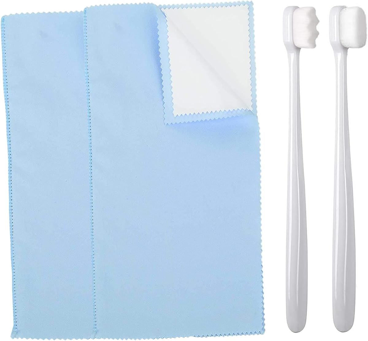 Syyflibb Silver Jewellery Cleaner Kit – 2 Ultra-Soft Brushes (Flat & Wave) + Dual Polishing Cloths for Sterling Silver, Gold, Rings & Chains | Tarnish Removal & Scratch (Sky Blue)