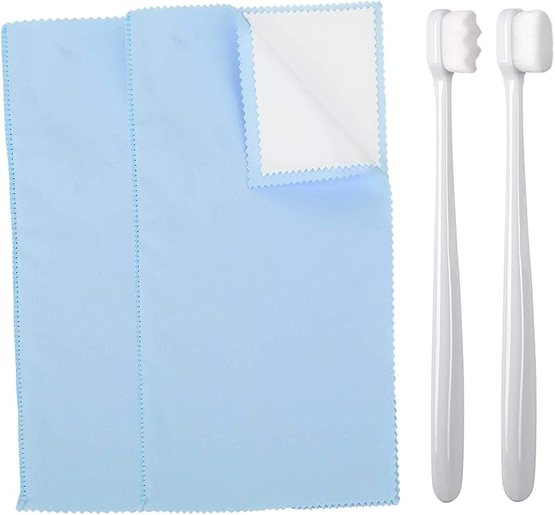Syyflibb Silver Jewellery Cleaner Kit – 2 Ultra-Soft Brushes (Flat & Wave) + Dual Polishing Cloths for Sterling Silver, Gold, Rings & Chains | Tarnish Removal & Scratch (Sky Blue)