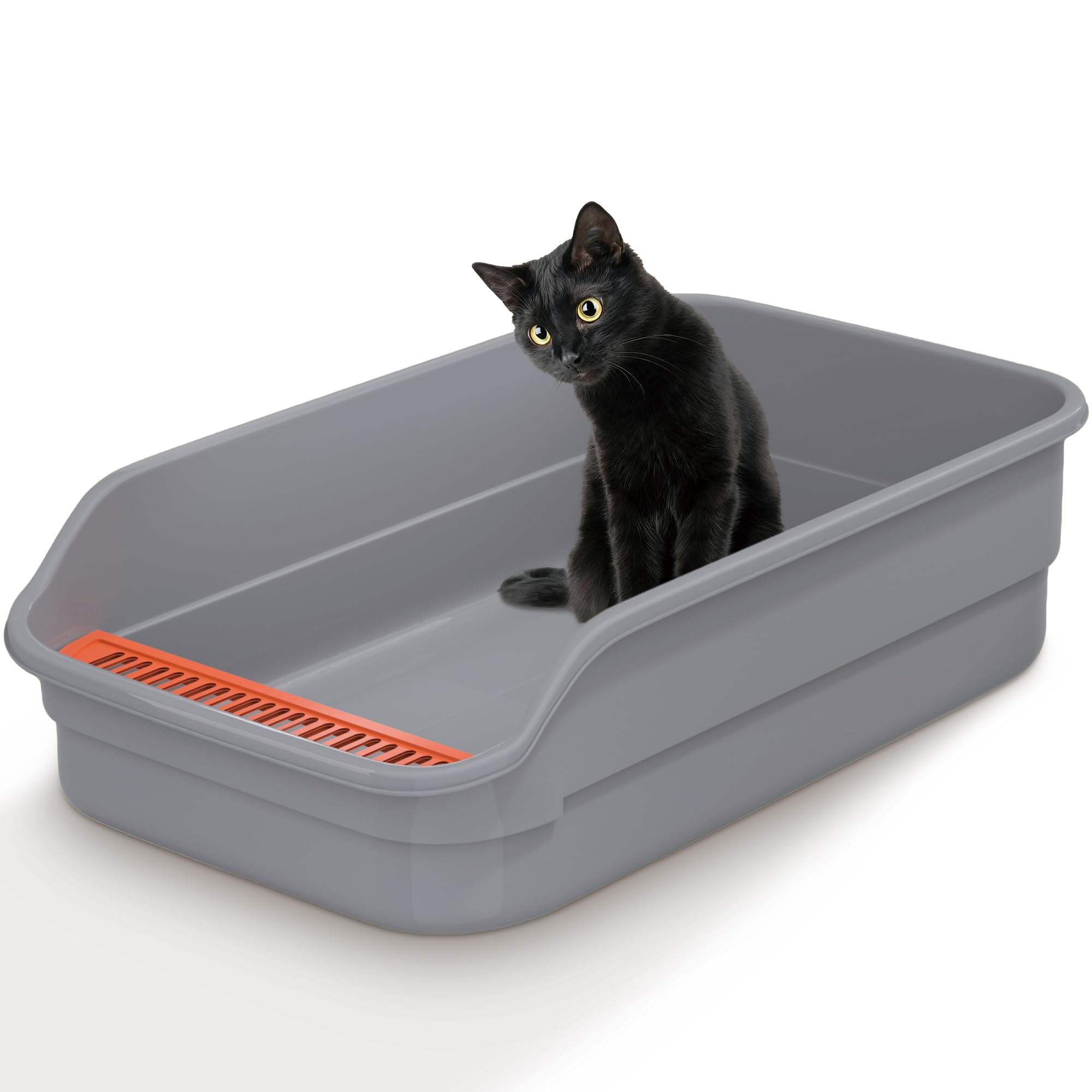 Bac à litière anti-fuite et anti-éclaboussures pour chat âgé