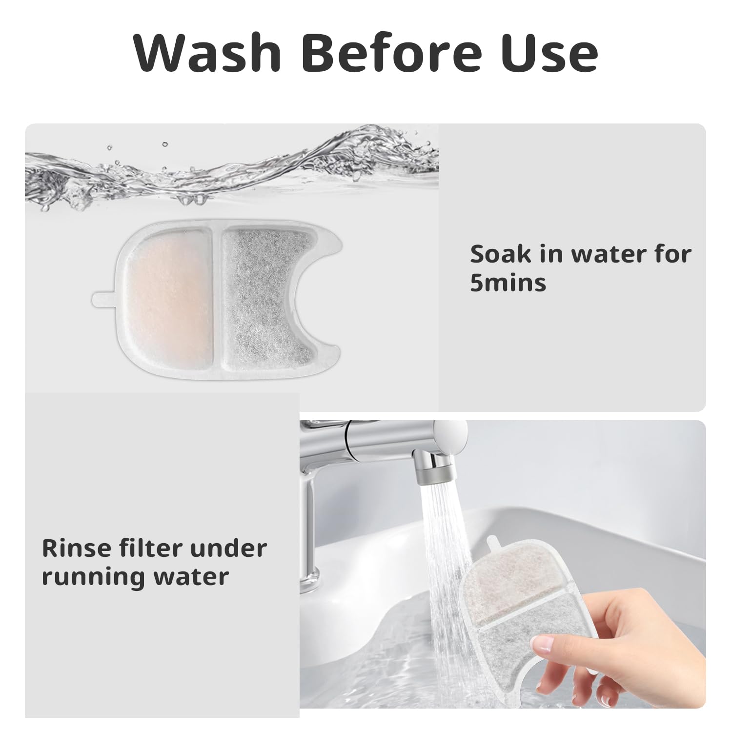 Filtro de fuente de agua para gatos, filtro de fuente de bebida para mascotas de 135 onzas líquidas/4 L, fuente de agua para gatos, 6 juegos de filtros de repuesto con esponjas 6