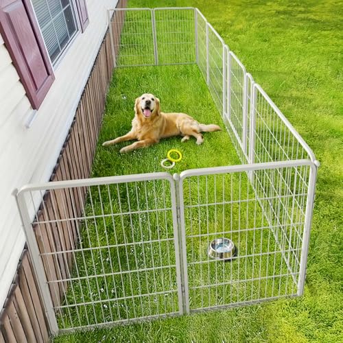 Image of FXW Rollick Unleashed Dog Playpen for Indoor, Yard, RV Camping, 40 inch 8 Panels for Medium and Large Dogs, White│Patented