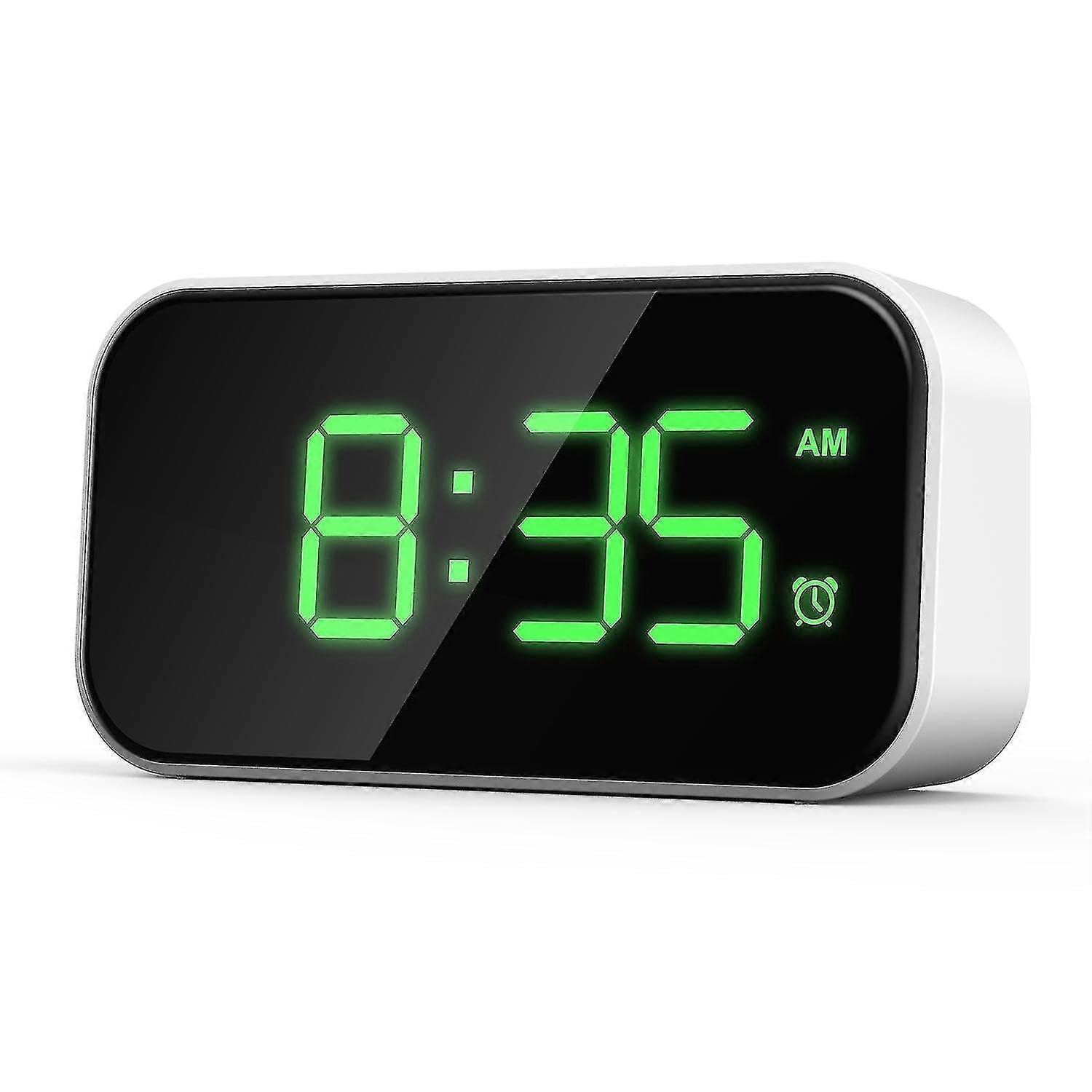JOYHAPPST Digital Alarm Clock For Bedrooms, Bedside Clock With 6 Levels Of Brightness, Snooze (white Appearan