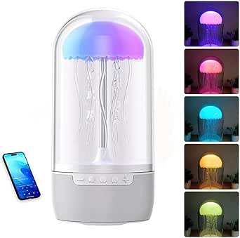 LED Quallen Lampe und Bluetooth Lautsprecher - RGB Farbverlauf Jellyfish Lamp, Tragbarer Kabellos Quallen Lautsprecher, Aufladbar Quallen Nachtlicht für Dekoratives Atmosphärenlicht