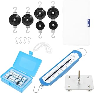 ERINGOGO Magnetisches Physik Experimentierset mit Rollenwerkzeug Kraftmesser und Hakengewichtbox Mechanisches Lernlabor für Schüler der Mittelstufe Magnetischer Metallfuß Schnelles