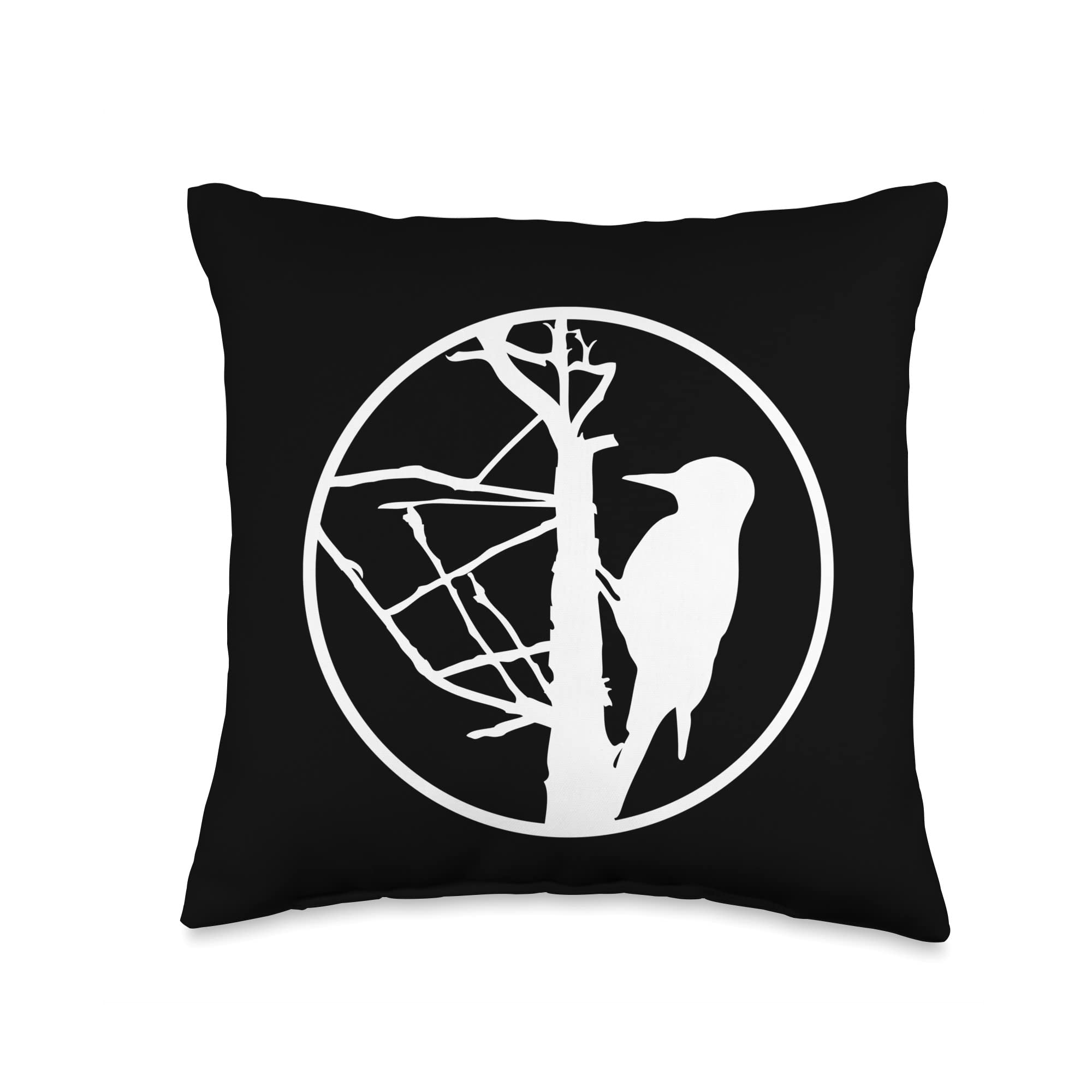 Specht Buntspecht Grünspecht Wald Vögel Woodpecker in The Tree for Bird Lovers, Ornithologists, Naturfreunde Throw Pillow, 16x16, Multicolor