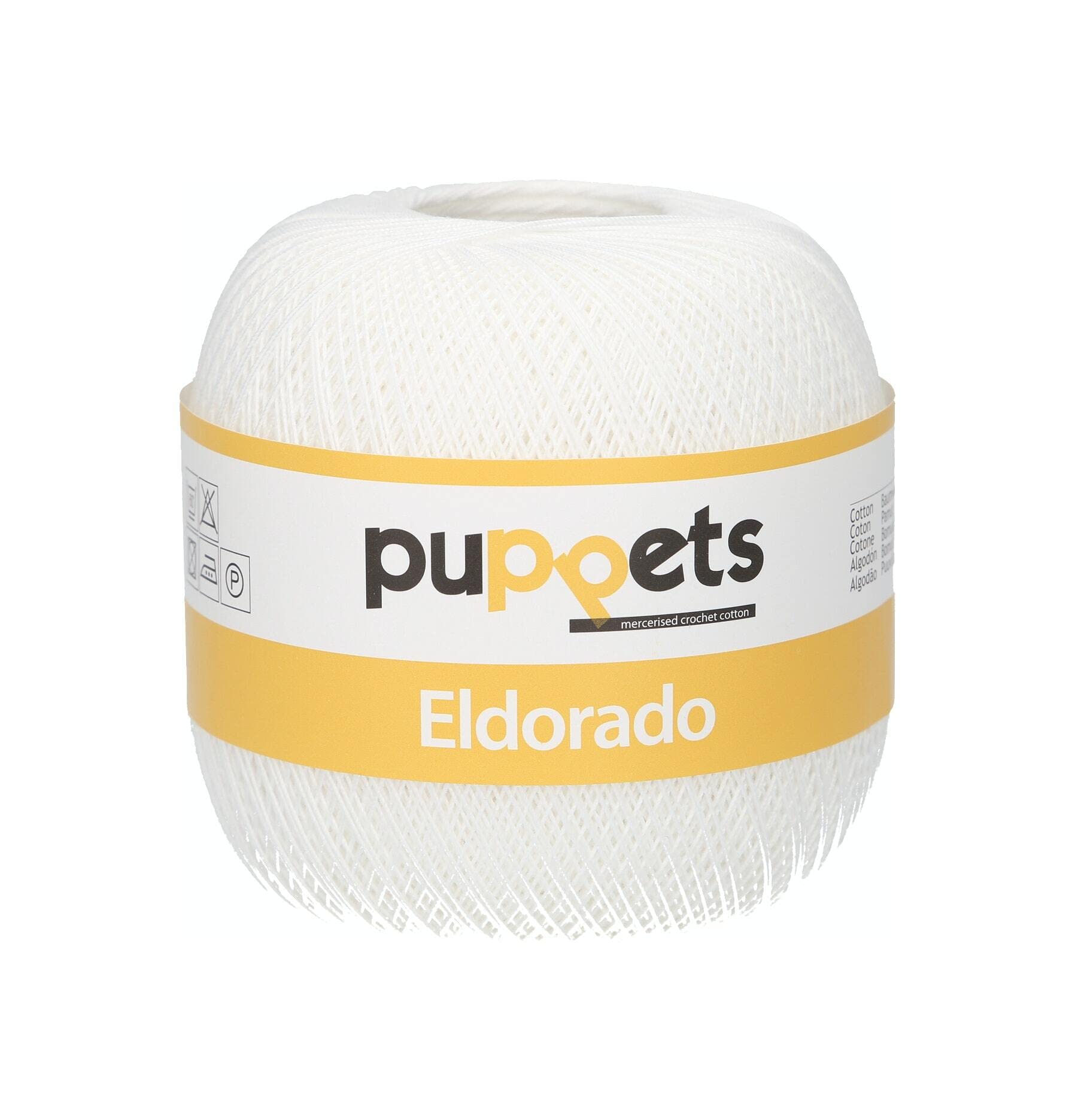 Puppets 4576016-07001 Crochet Yarn, 100% Cotton, 7001, Thickness 16, 100 g, 103 g