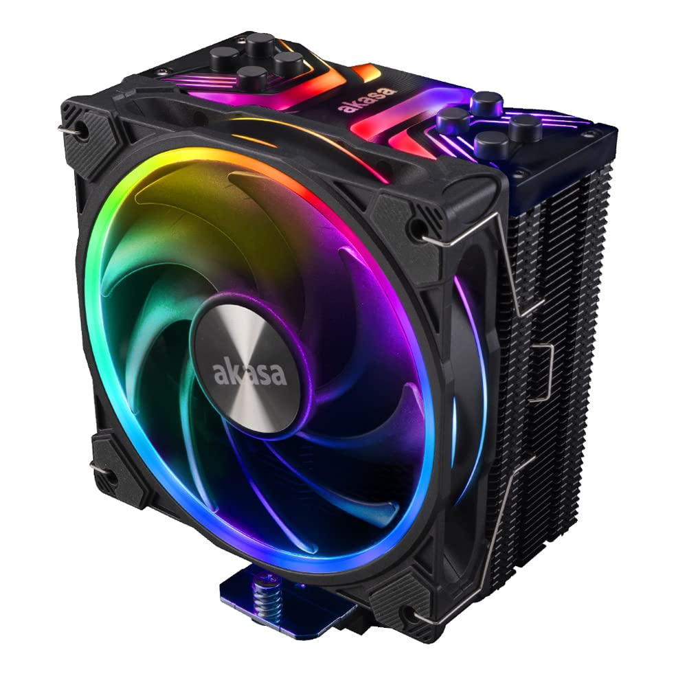 Akasa SOHO H4 Plus Intel LGA1700 & AMD AM4 & AM5, aRGB CPU Cooler, 120mm PWM Fan, 185W TDP 4 Copper Heatpipes, Addressable RGB Fan with RGB Socket, Intel Socket LGA 1700/2066/2011/115X/1200 AK-CC40222