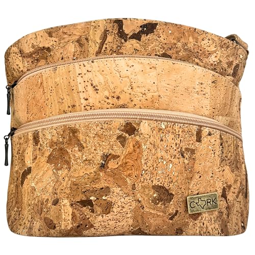Cork Crossbody Bag for Women Organizer Purse with Multiple Pockets Lightweight Vegan Cork Handbag Adjustable Strap Dallas