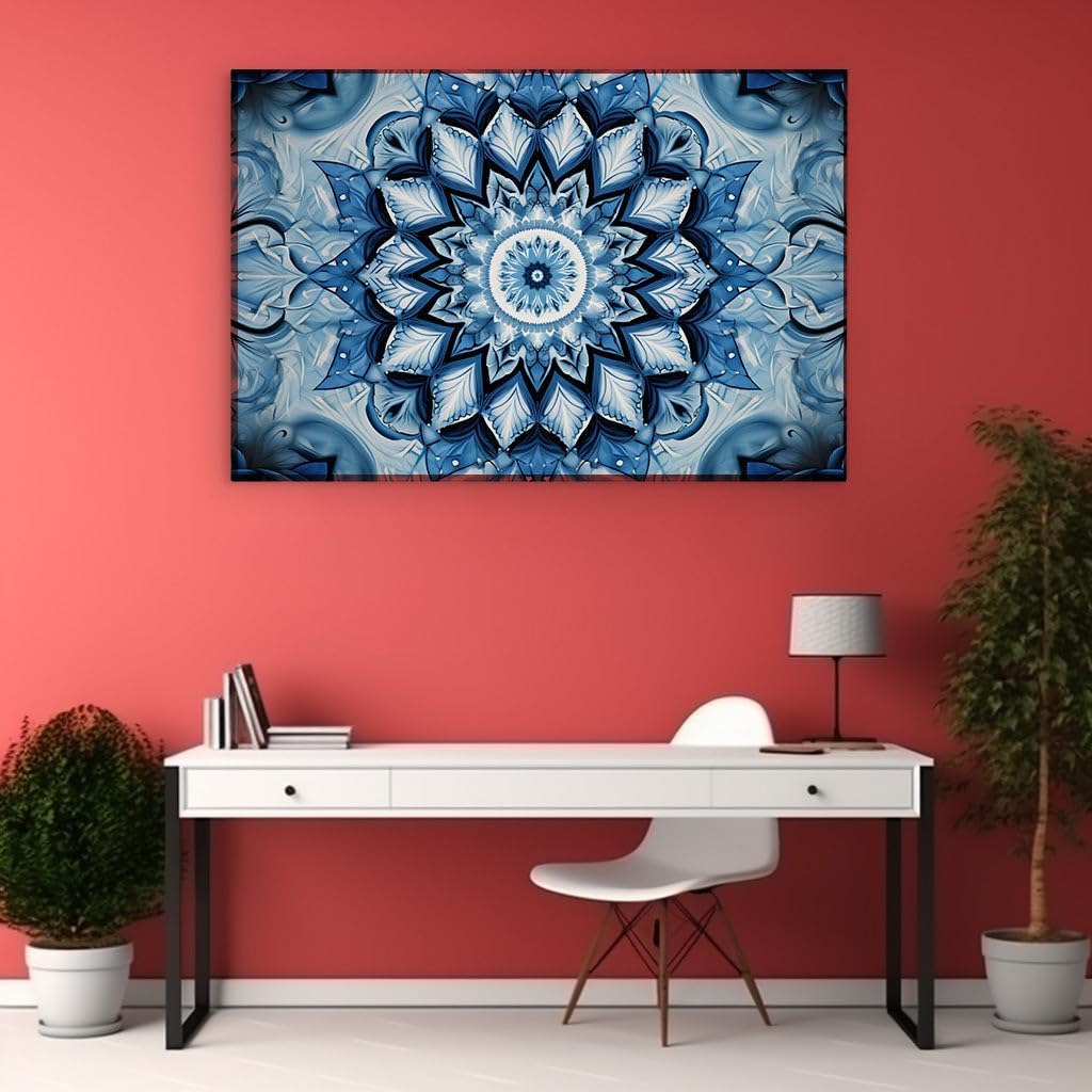 Canvas for Living room. Blossoming Tranquility An Abstract Fusion of Symmetry and Serenity, 27 x 18 inch Canvas Wall Art - Contemporary Masterpieces - Modern Home Decor - 69x46 cm (27x18 inch)