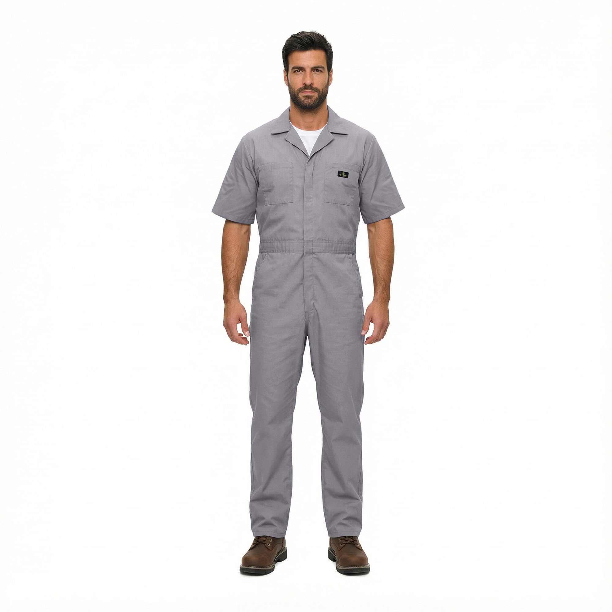 Natural Uniforms Mens Short Sleeve Zip Up Coverall, Stain and Wrinkle Resistant (Grey, 4X-Large Tall)