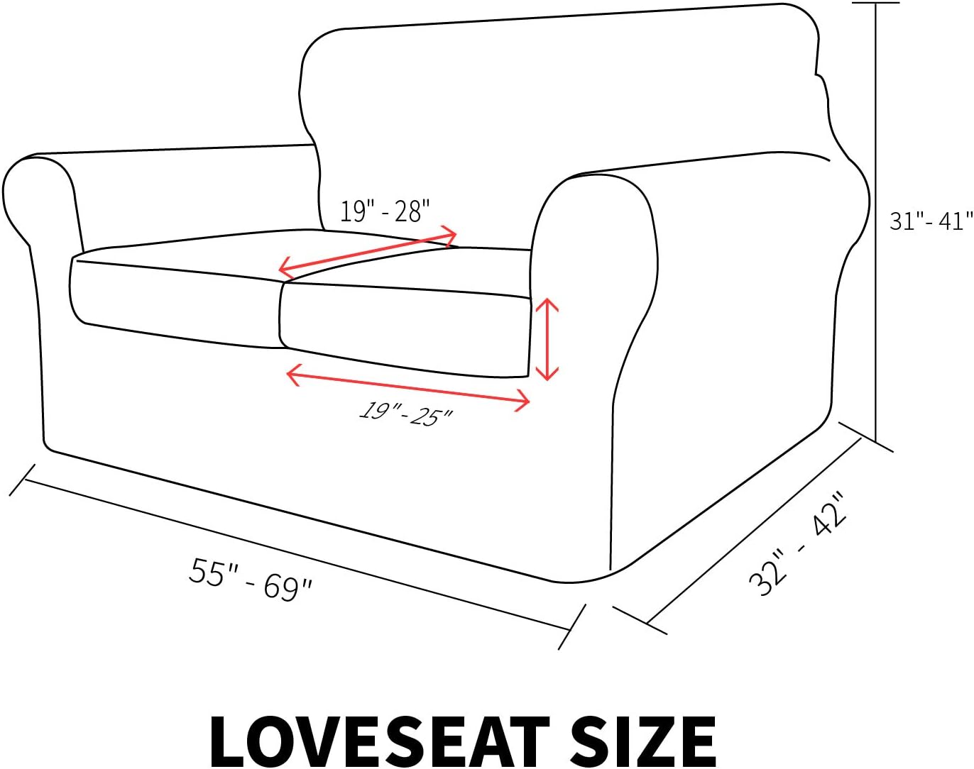 MAXIJIN 3 Piece Couch Covers for 2 Cushion Couch Super Stretch Loveseat Slipcover Dogs Pet Proof Fitted Furniture Protector Spandex Non Slip Sofa Love Seat Cover Washable (Loveseat, Wine Red)