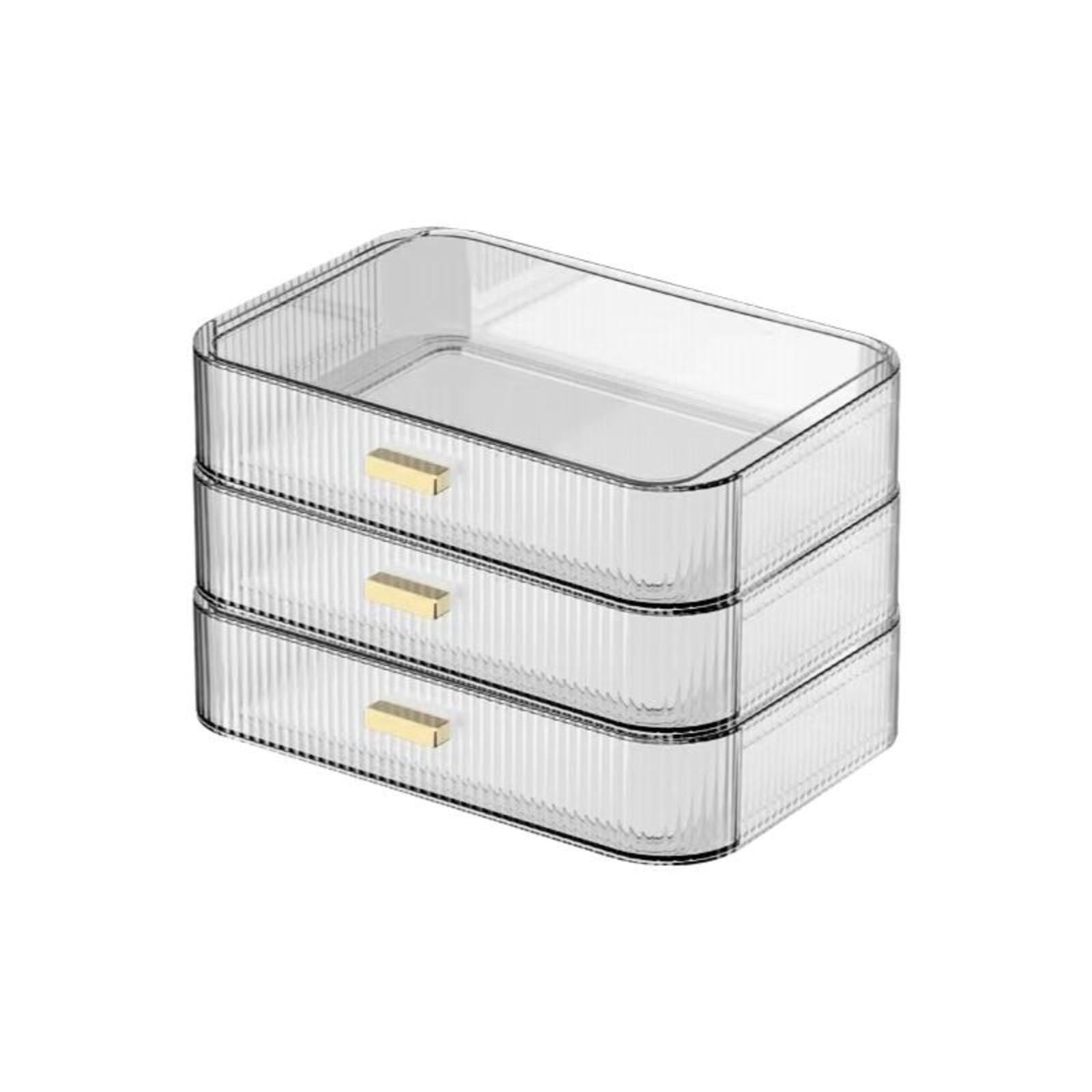Entryway Storage Box, Modern Dustproof Drawer Organizer, Key & Accessory Holder 3 Layers 18cm Transparent-image-44