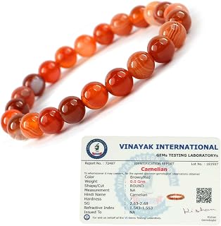 Reiki Crystal Products Certified Carnelian Bracelet Natural Crystal Stone 8 Mm Beads Bracelet Round Shape For Reiki Healin... Price In India