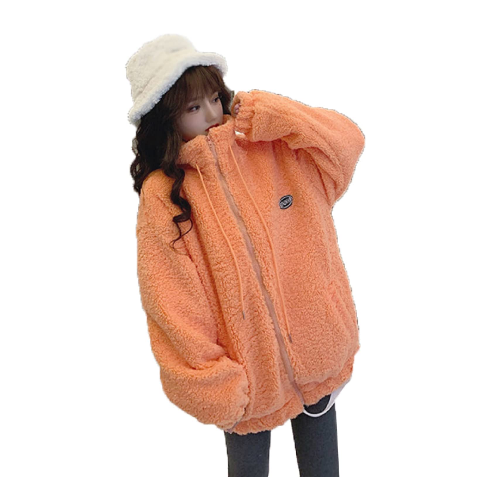 Amazon | [qkeusf] ボアジャケット レディース オレンジ ブルゾン